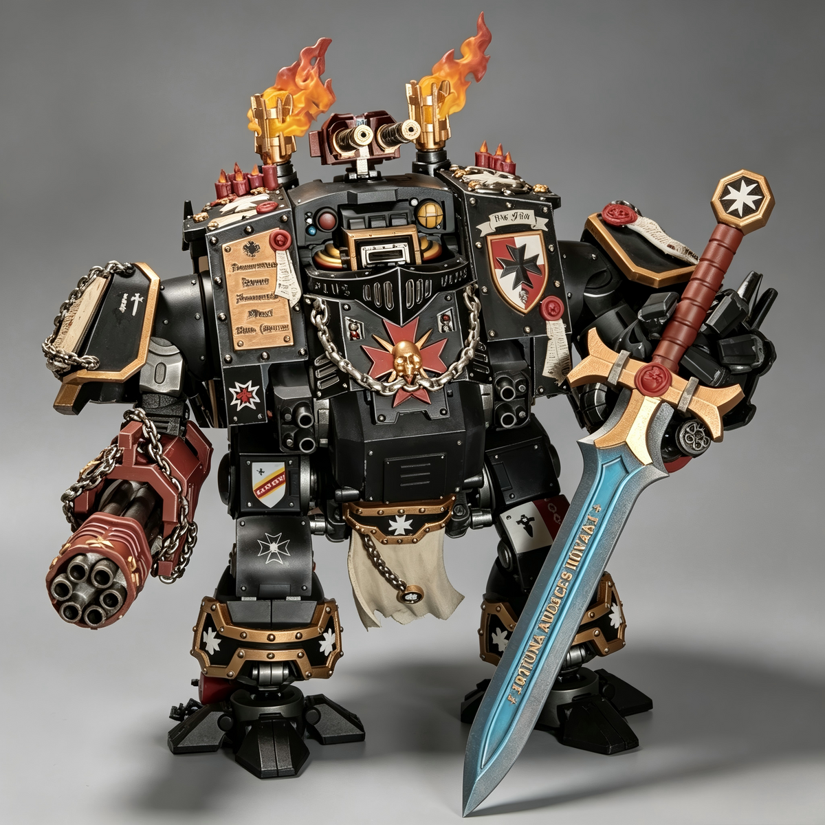 Black Templars Redemptor Dreadnought w/ Relic Greatsword - 1/18 Custom Repaint - Image 2