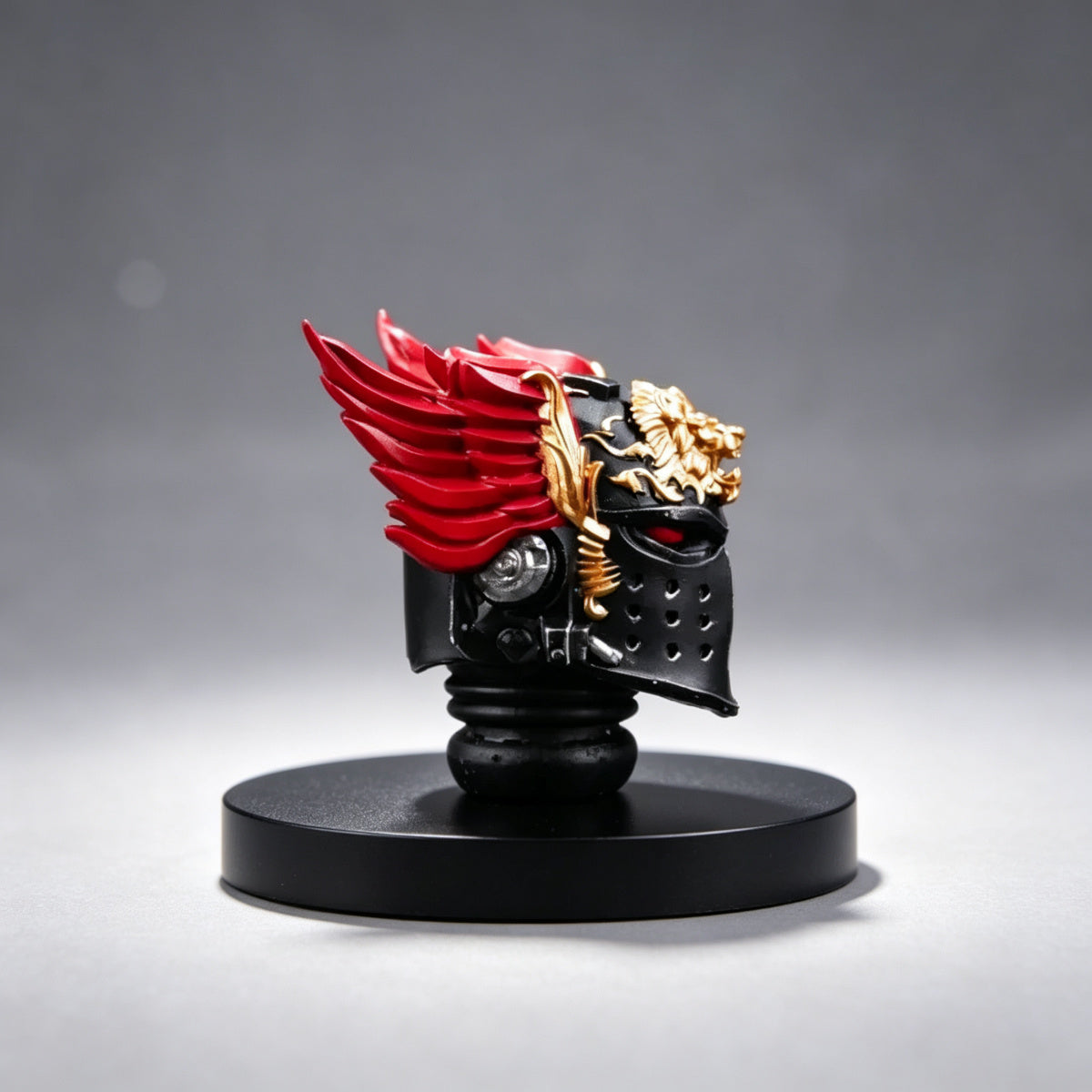 Custom Black Templars Helmet - Gold Lion & Red Wings - Image 2