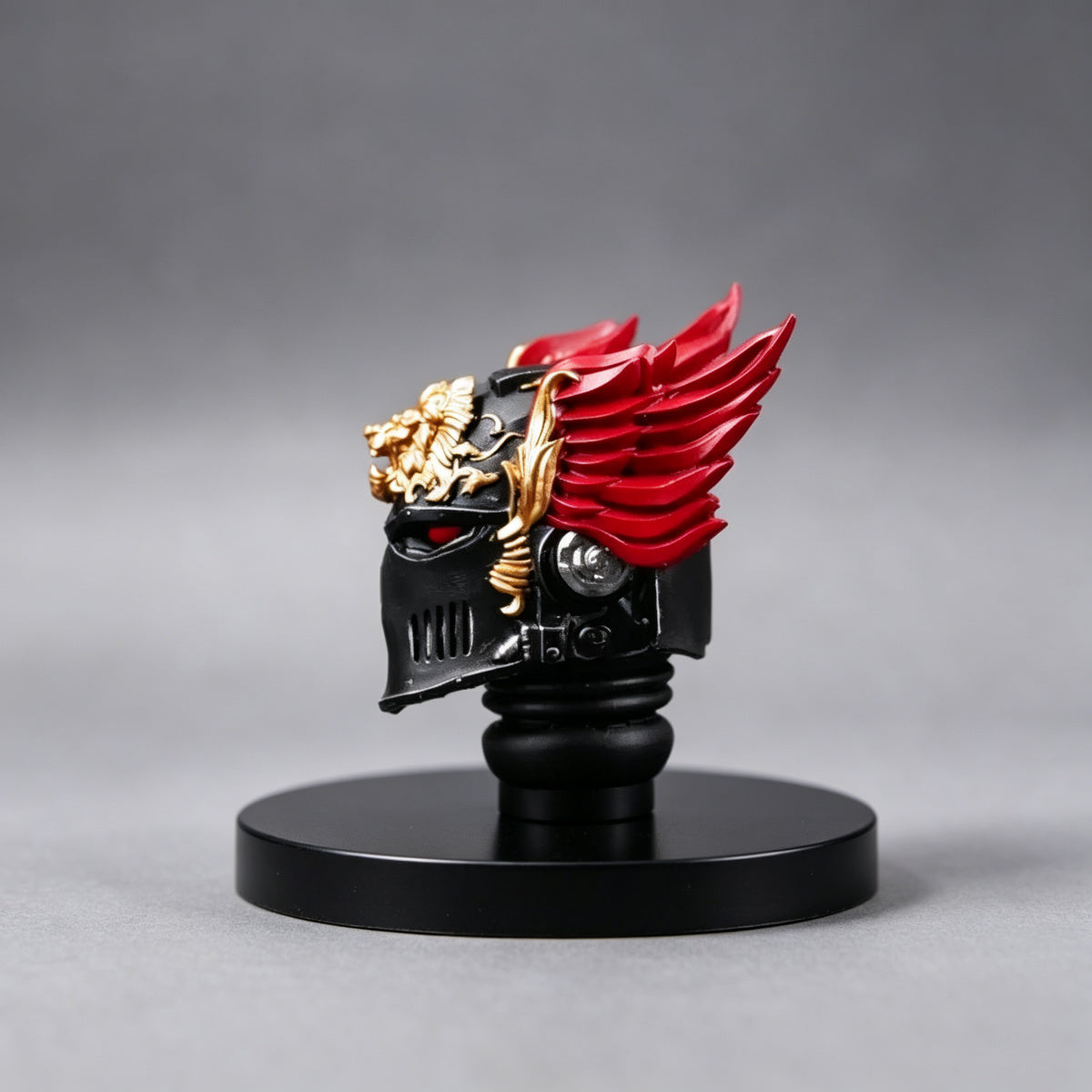Custom Black Templars Helmet - Gold Lion & Red Wings - Image 3