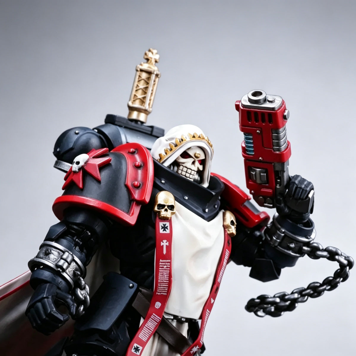 Custom Black Templars Helmet - White Hooded Skull - Image 5