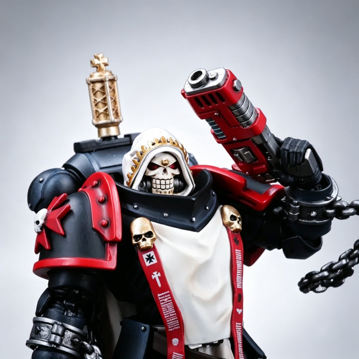 Custom Black Templars Helmet - White Hooded Skull - Image 6