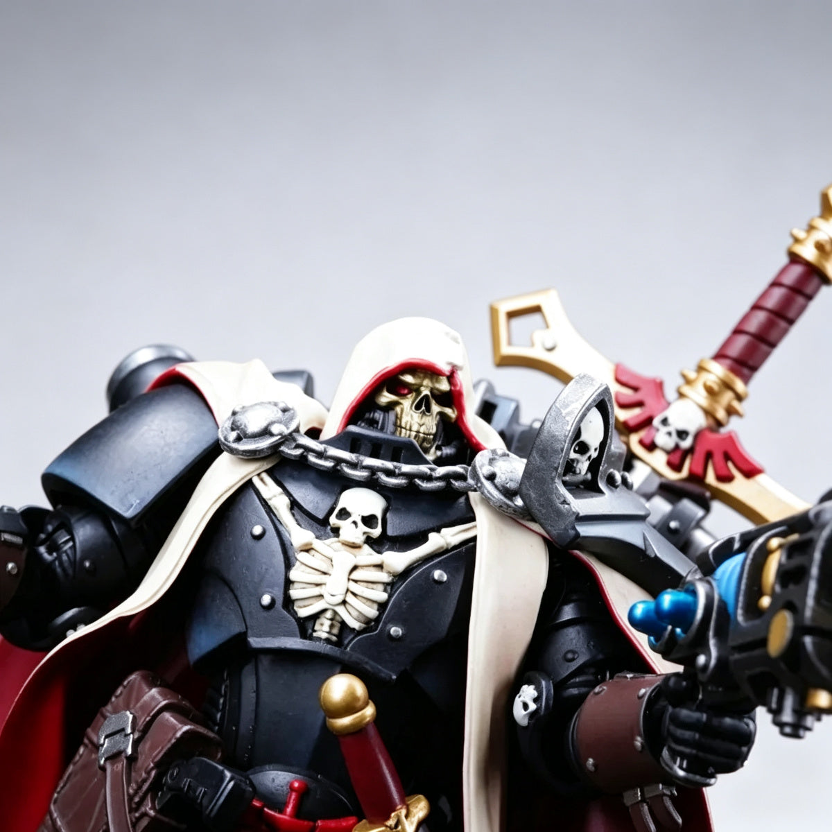Custom Cypher Helmet - White Hood & Gold Skull - Image 5