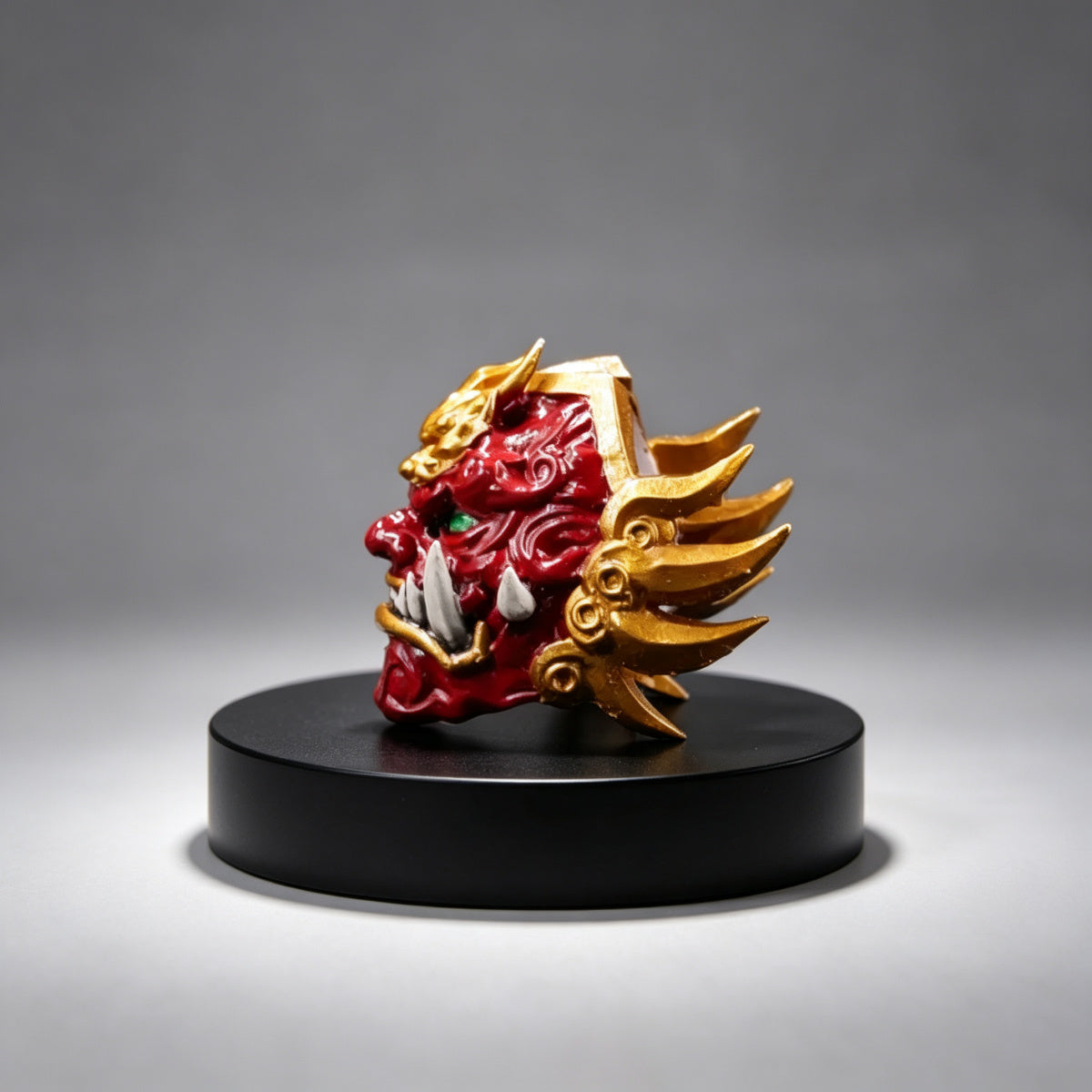 Custom Jaghatai Khan Helmet - Red Oni Mask & Topknot - Image 2