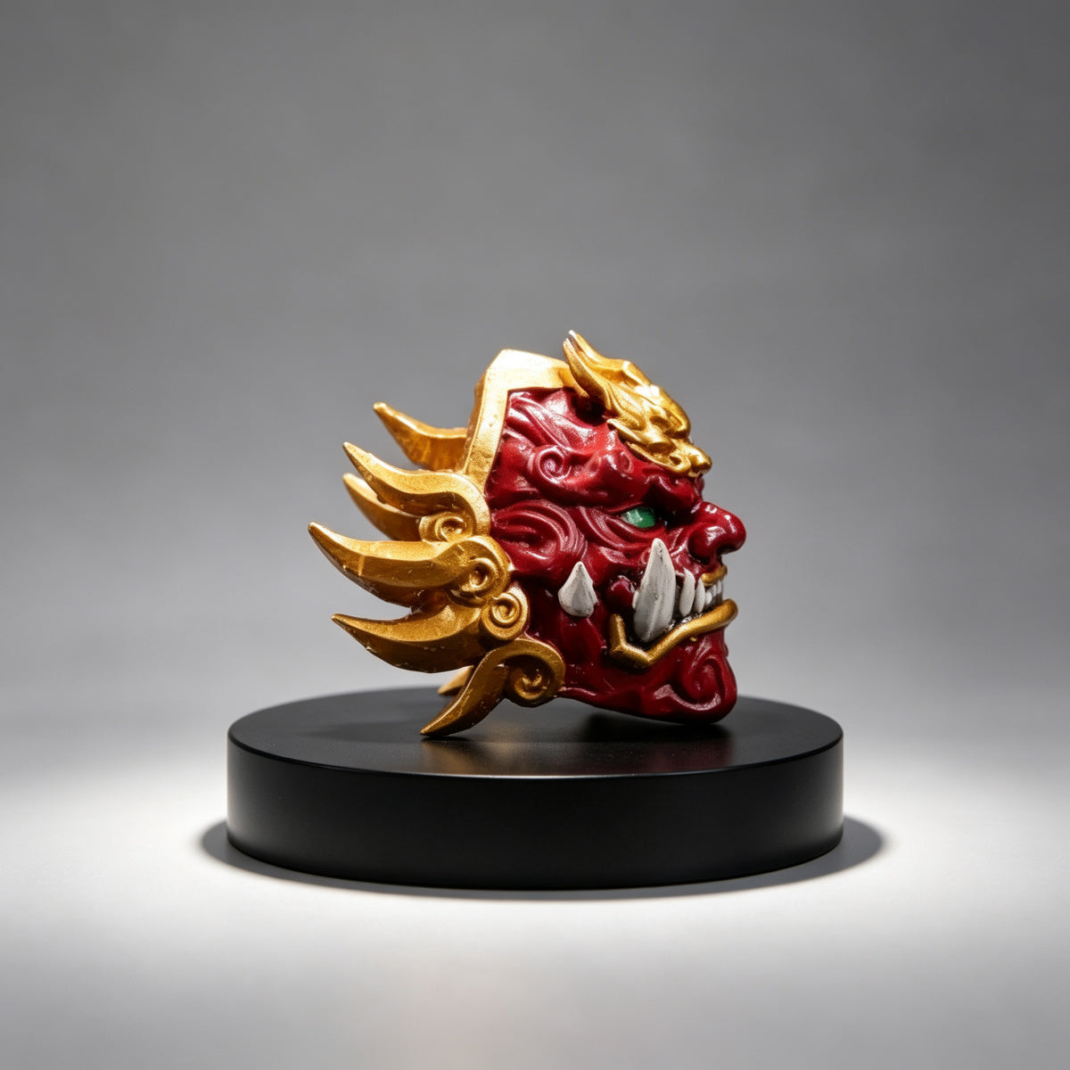 Custom Jaghatai Khan Helmet - Red Oni Mask & Topknot - Image 3