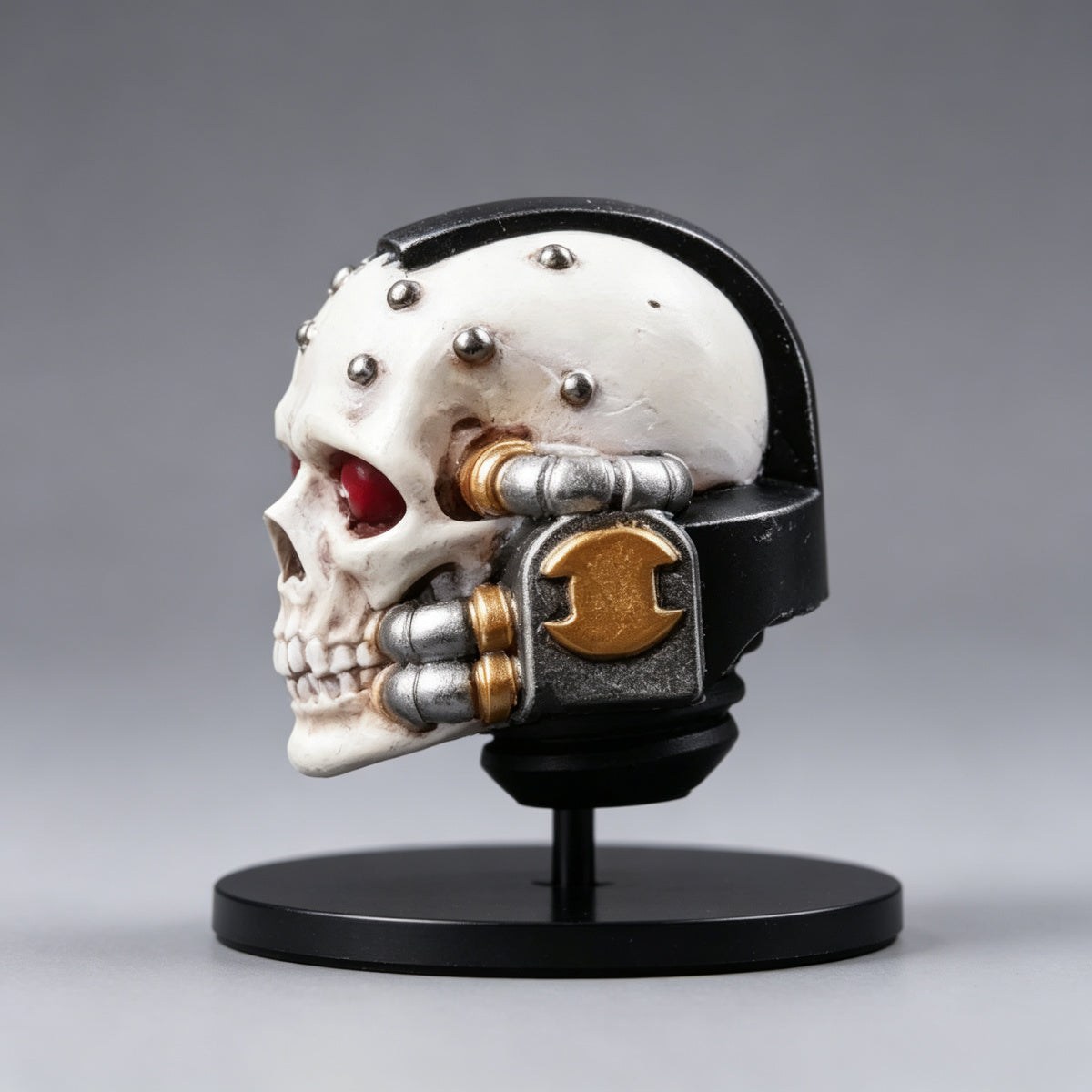 Custom Space Marine Skull Helmet Head Sculpt - Studded Relic Mask - Image 2