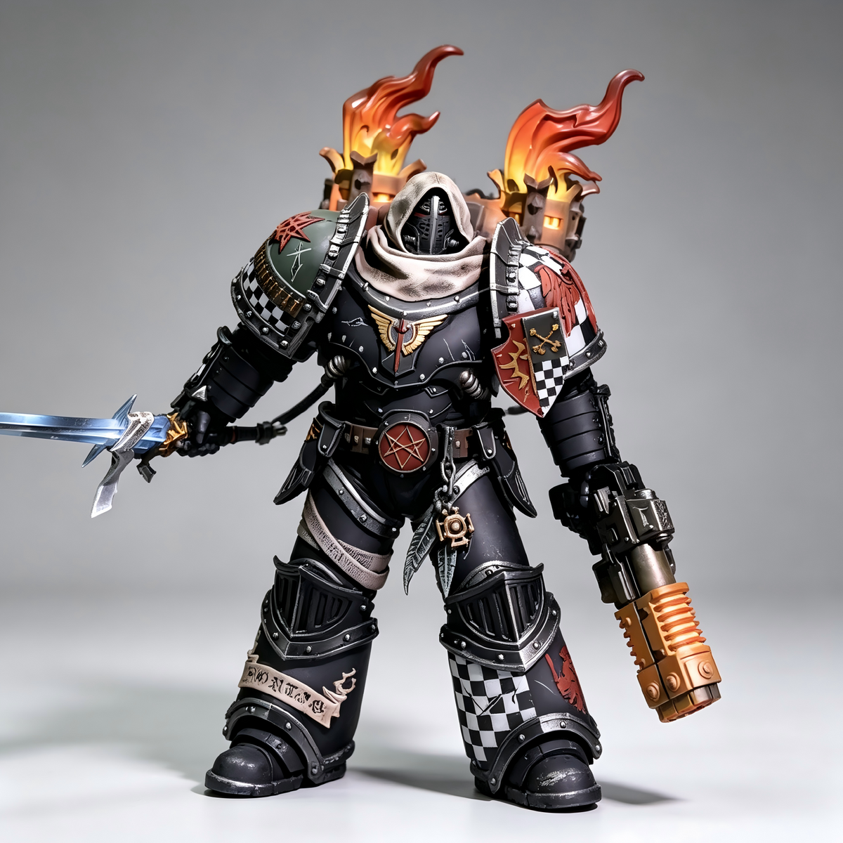 Dark Angels Hooded Chapter Master - 1/18 Custom (Flame Braziers & Glowing Plasma Weaponry) - Image 2