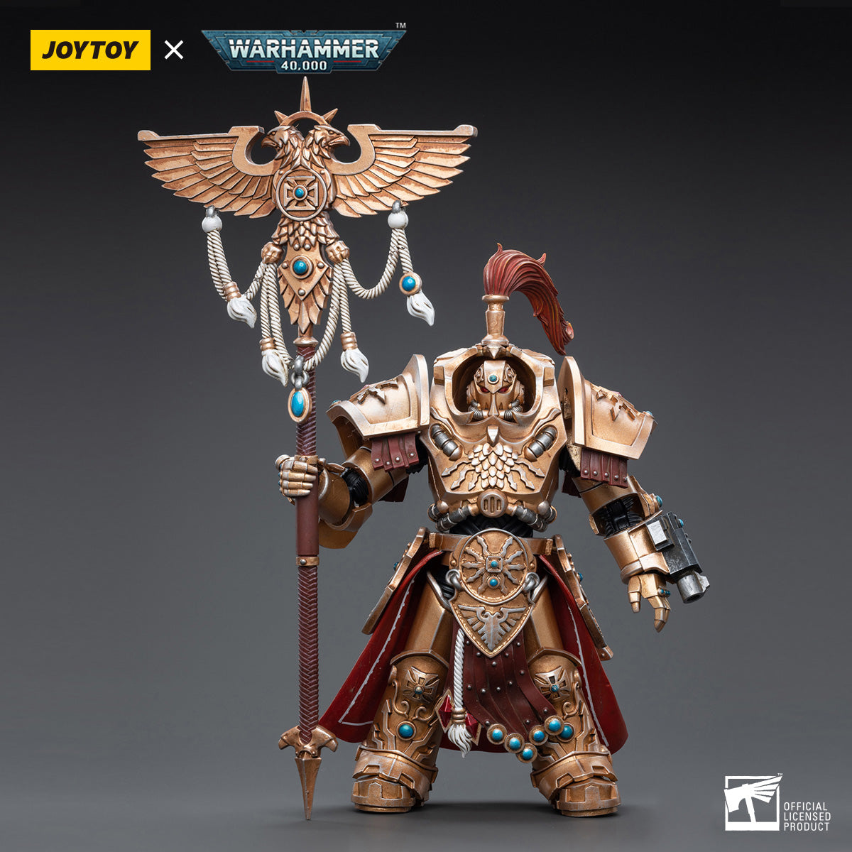 JOYTOY Warhammer 40K Adeptus Custodes Vexilus Praetor in Allarus Terminator Armour Phelam Tolguror figure