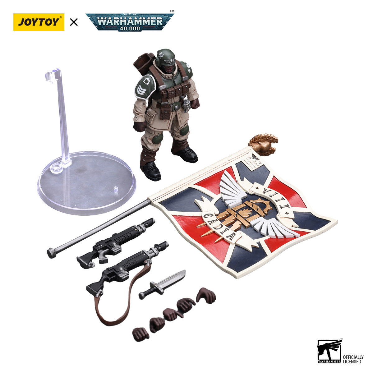 JOYTOY Warhammer 40K Astra Militarum Cadian Command Squad Veteran figure