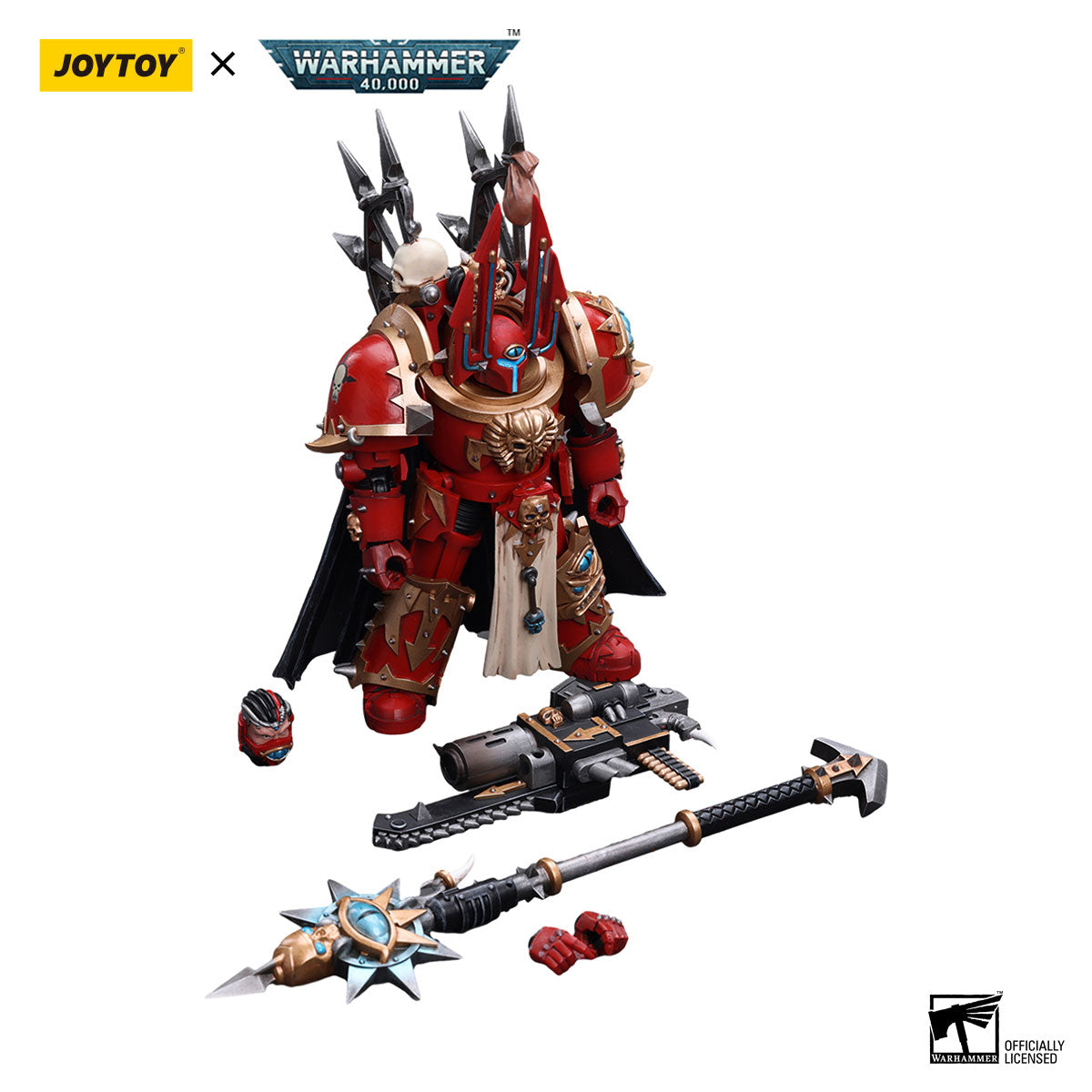 JOYTOY Warhammer 40K Chaos Space Marines Crimson Slaughter Sorcerer Lord in Terminator Armour figure