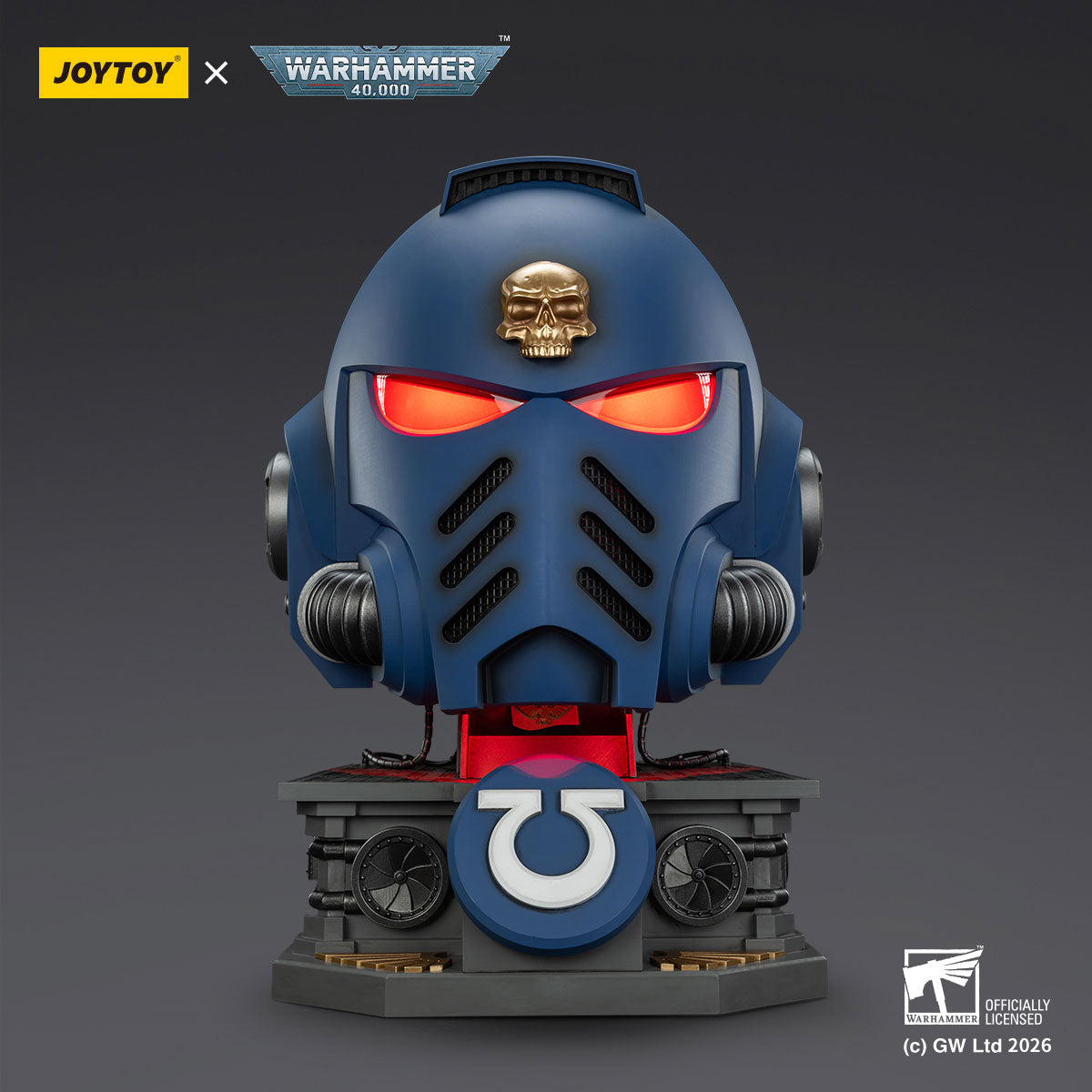 JOYTOY Warhammer 40K Ultramarines Captain MkX Helmet & Display Stand figure