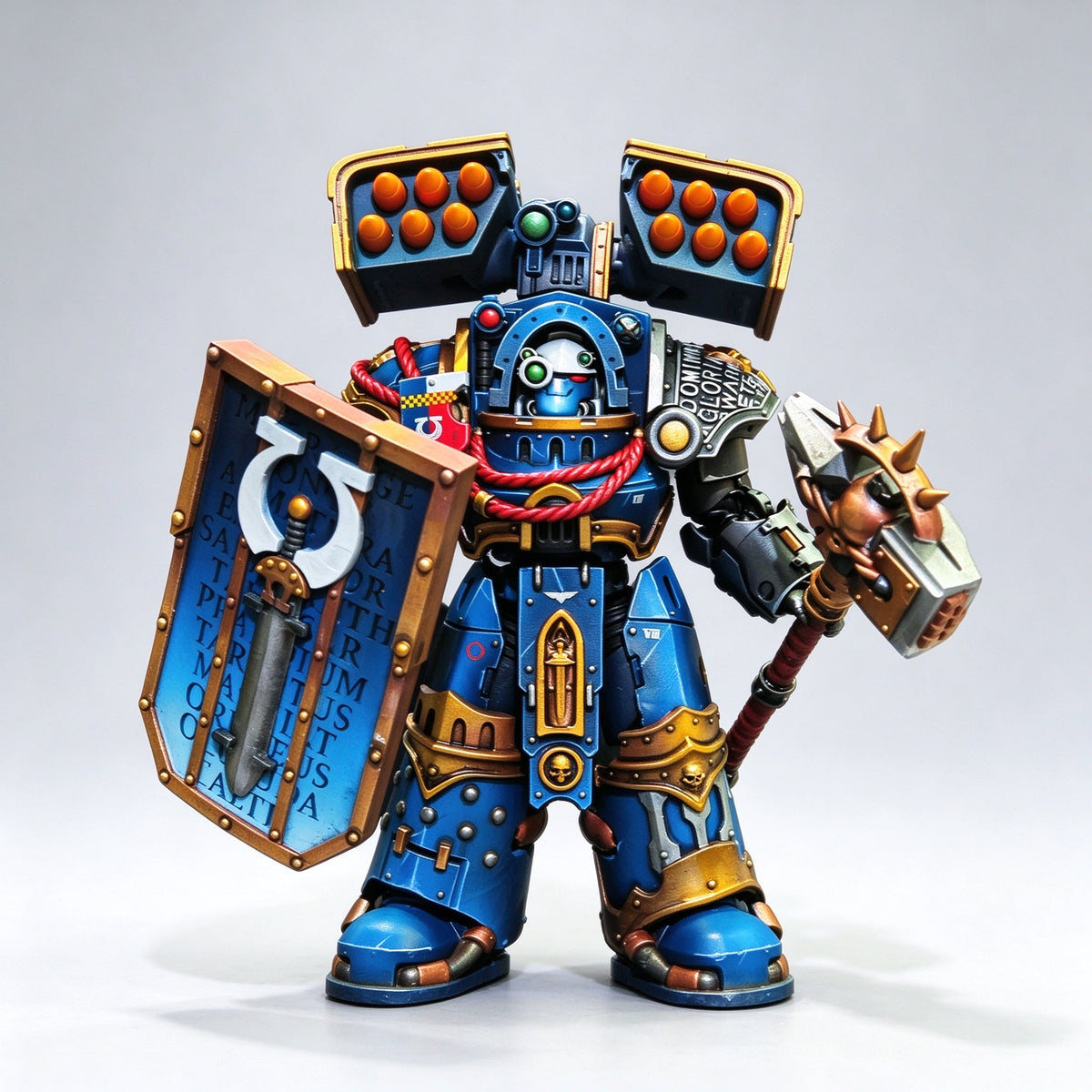 Custom 1/18 Ultramarines Terminator Captain with Cyclone Missile Launcher & Thunder Hammer