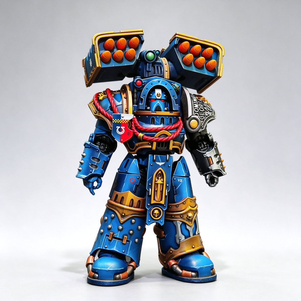 Custom 1/18 Ultramarines Terminator Captain with Cyclone Missile Launcher & Thunder Hammer - Image 3