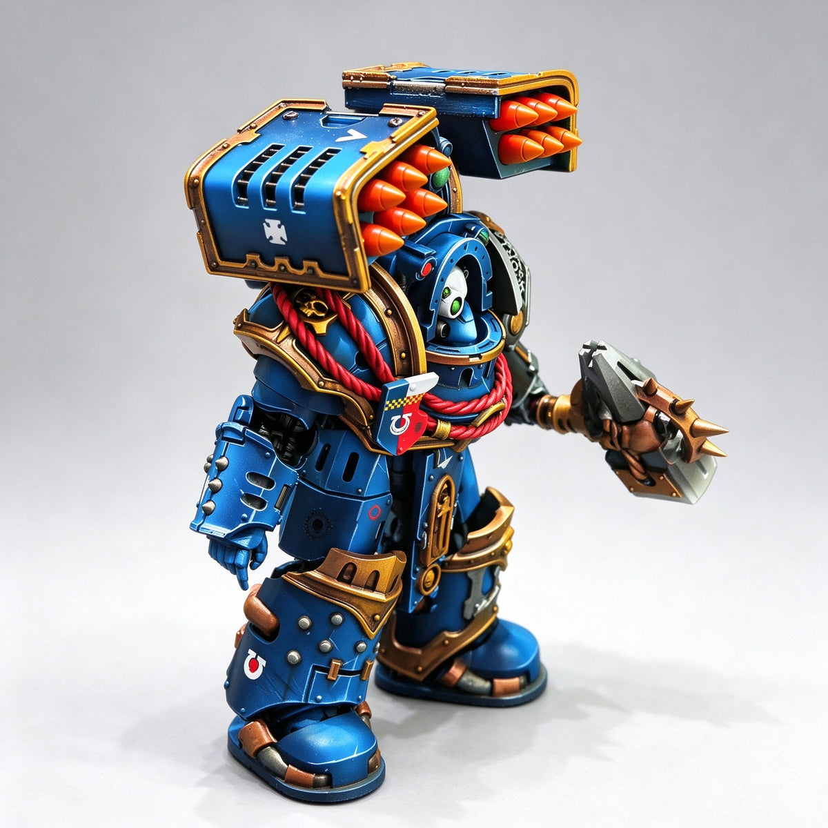 Custom 1/18 Ultramarines Terminator Captain with Cyclone Missile Launcher & Thunder Hammer - Image 4