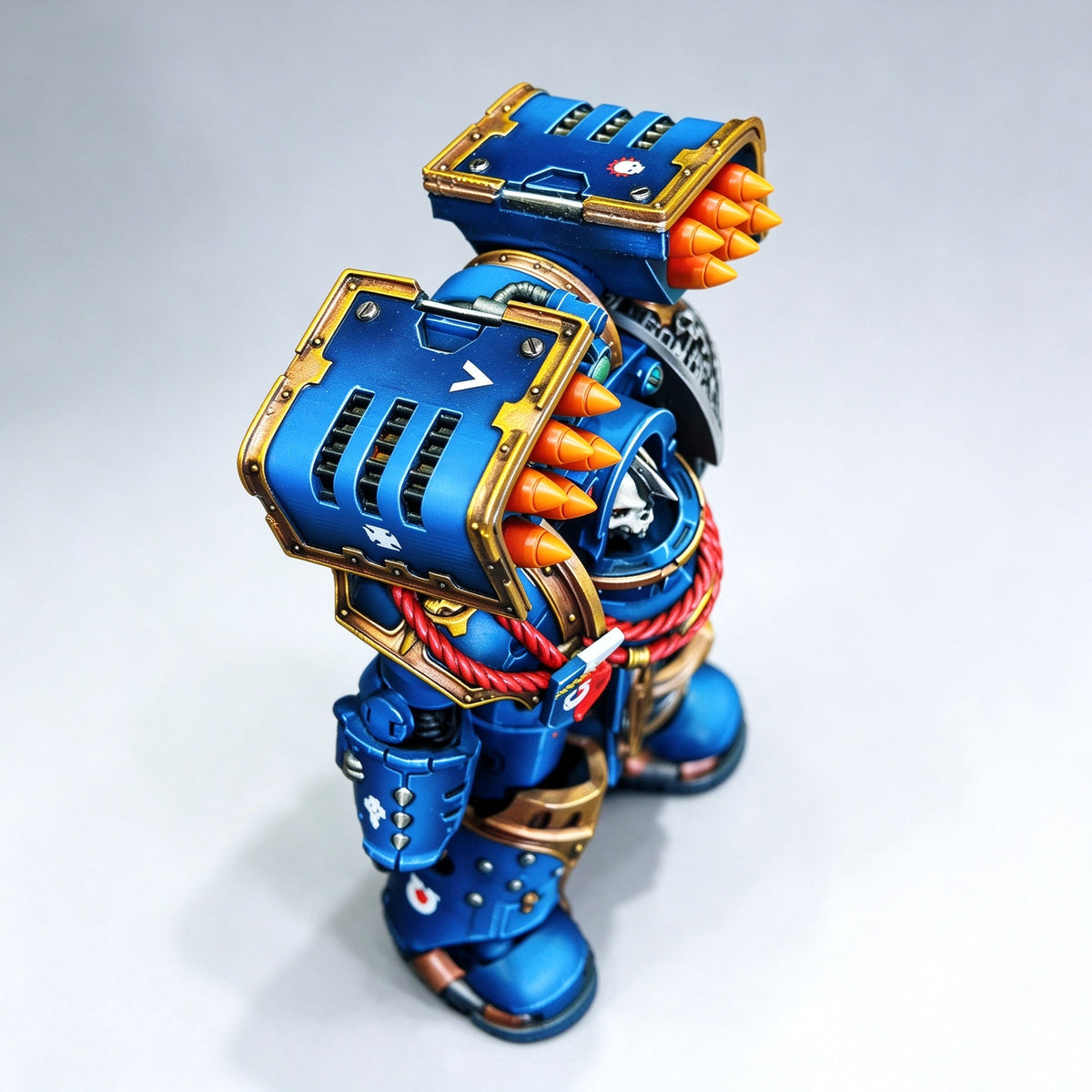 Custom 1/18 Ultramarines Terminator Captain with Cyclone Missile Launcher & Thunder Hammer - Image 5