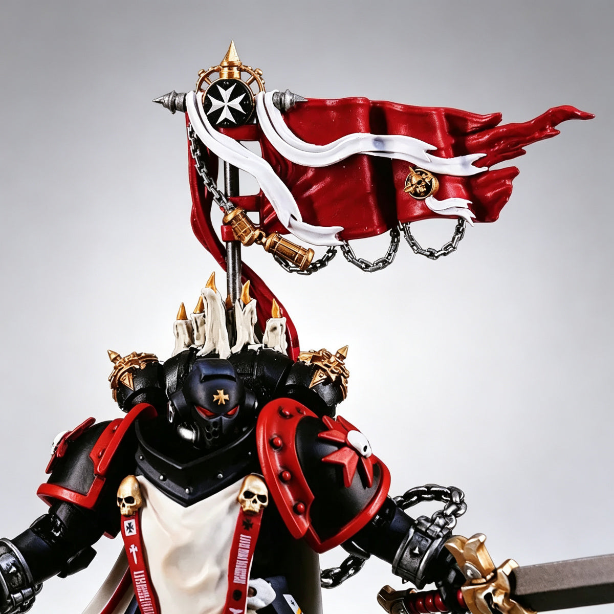 Custom Black Templars Backpack Banner - Red Flag & Maltese Cross - Image 3