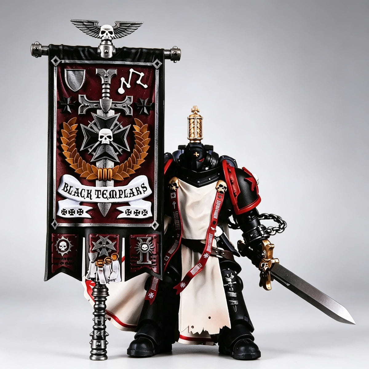 Custom Black Templars Banner - Cross Skull & Laurel Wreath - Image 3