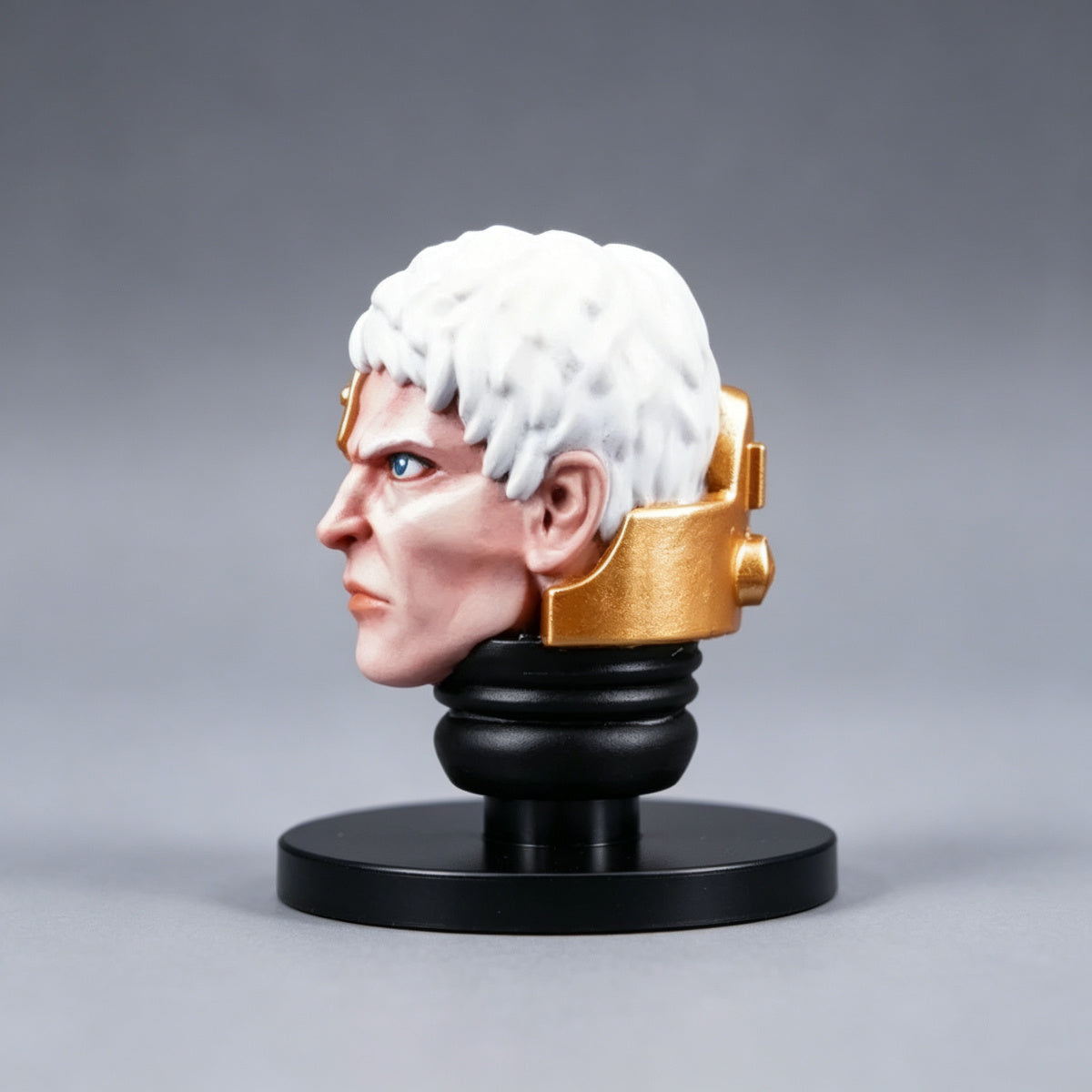 Custom Black Templars Head Sculpt - Gold Bionic Eye & White Hair - Image 2