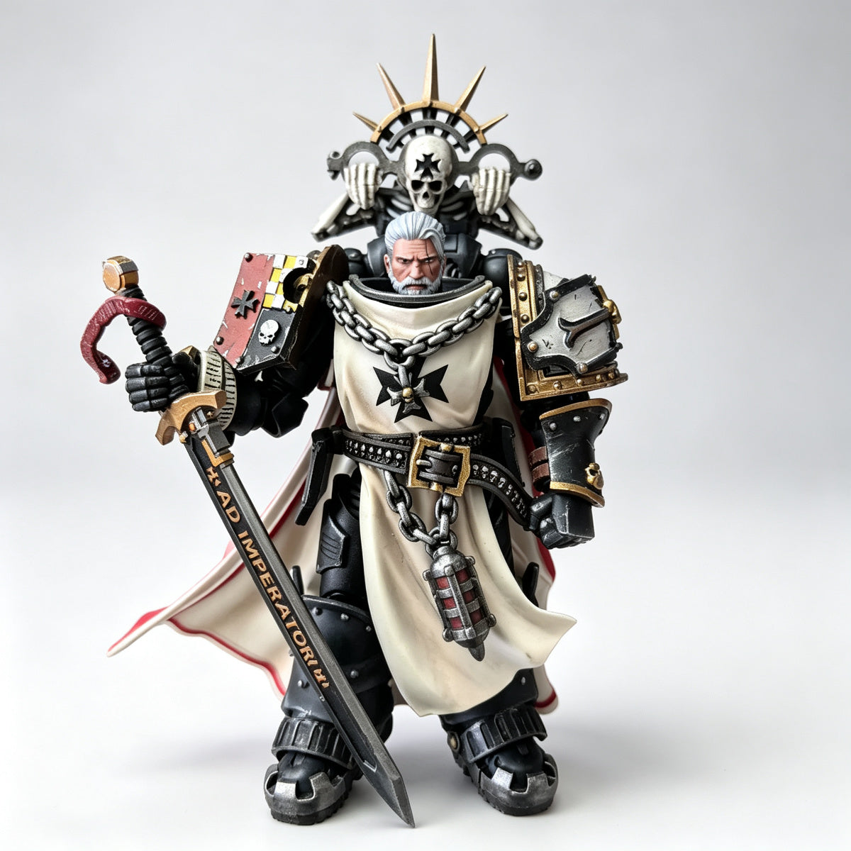 Custom Black Templars High Marshal Helbrecht Unhelmeted Head Sculpt - 1/18 Action Figure Head Upgrade - Image 5
