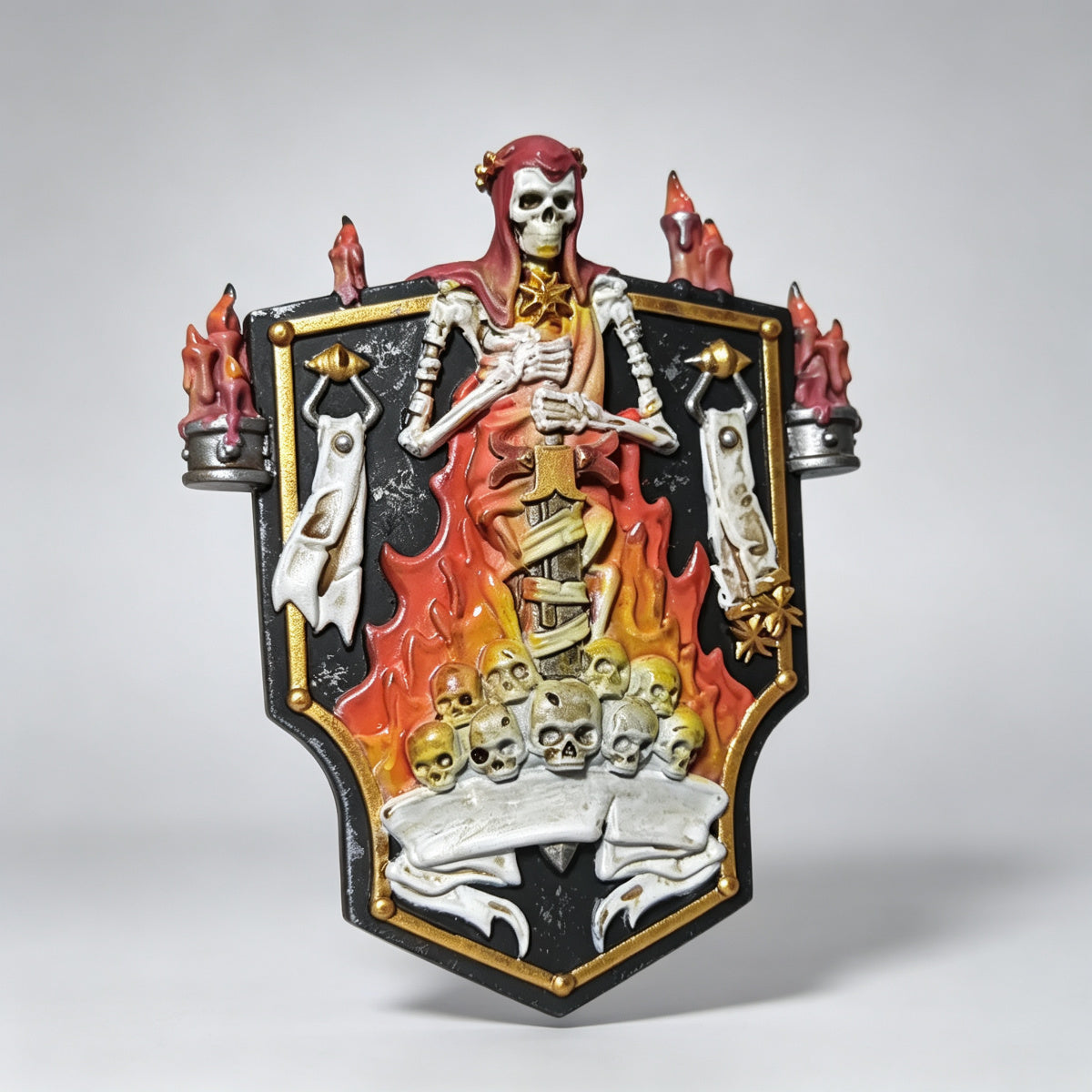 Custom Black Templars Shield - Skeletal Saint & Burning Candles - Image 2
