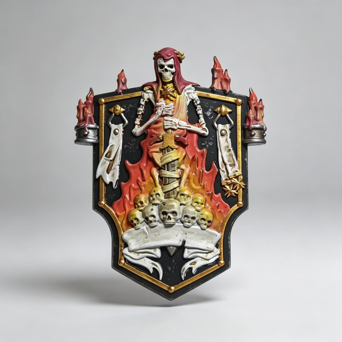 Custom Black Templars Shield - Skeletal Saint & Burning Candles - Image 3