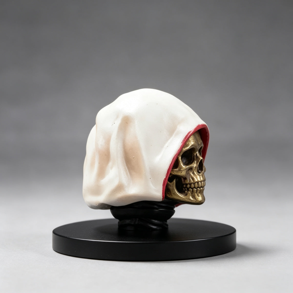 Custom Cypher Helmet - White Hood & Gold Skull - Image 2