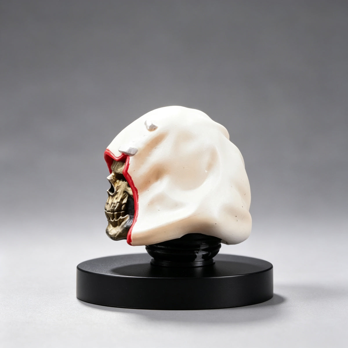 Custom Cypher Helmet - White Hood & Gold Skull - Image 3