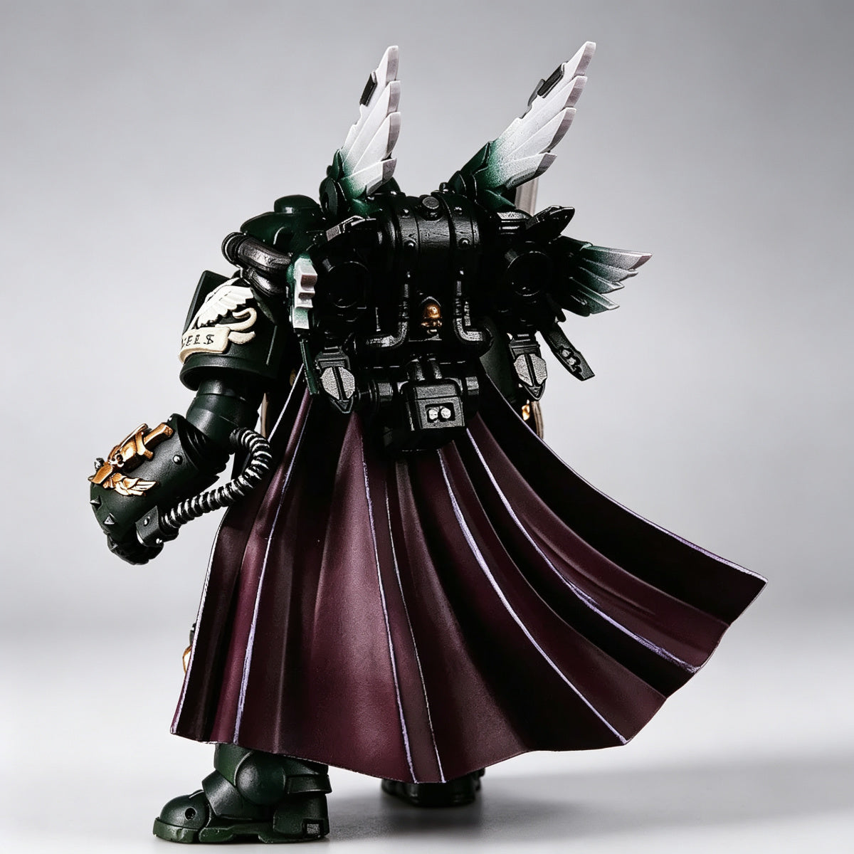 Custom Dark Angels Power Pack - Double Angel Wings & Purple Cape - Image 6
