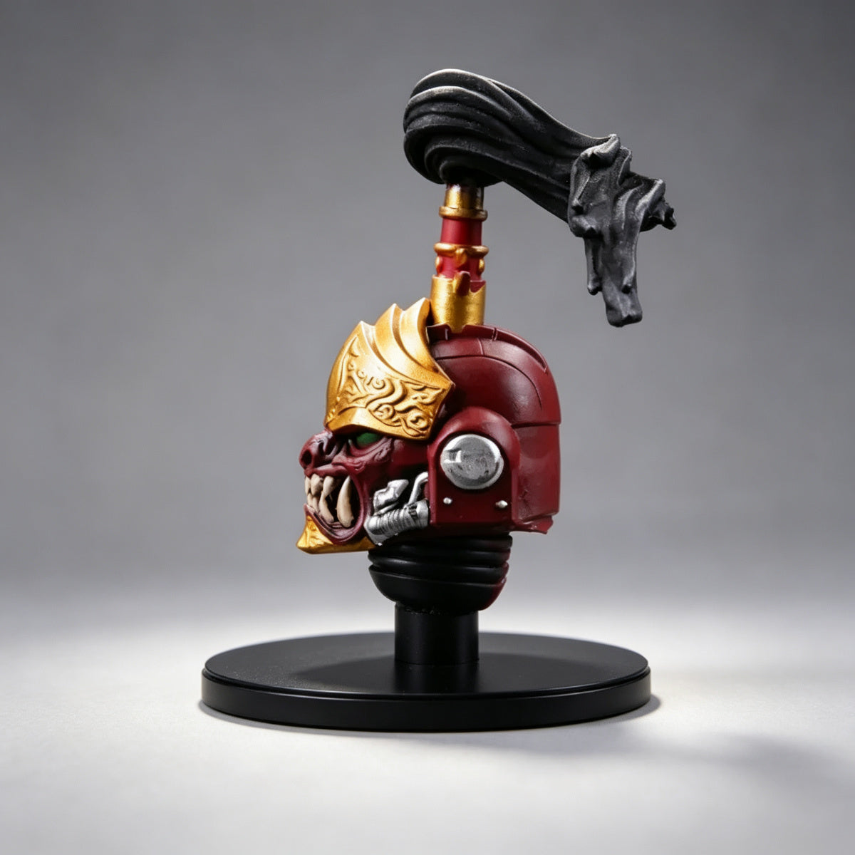Custom Jaghatai Khan Helmet - Red Oni Mask & Topknot - Image 3