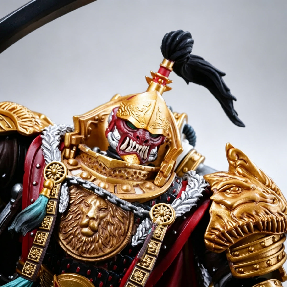 Custom Jaghatai Khan Helmet - Red Oni Mask & Topknot - Image 5