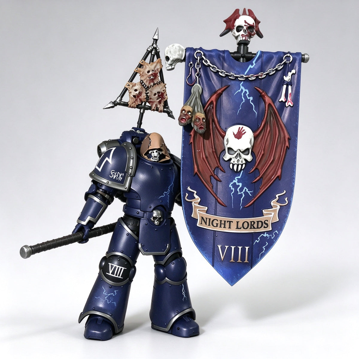 Custom Night Lords Legion Banner & Trophy Rack Upgrade Set - 1/18 Action Figure Accessories - Image 2