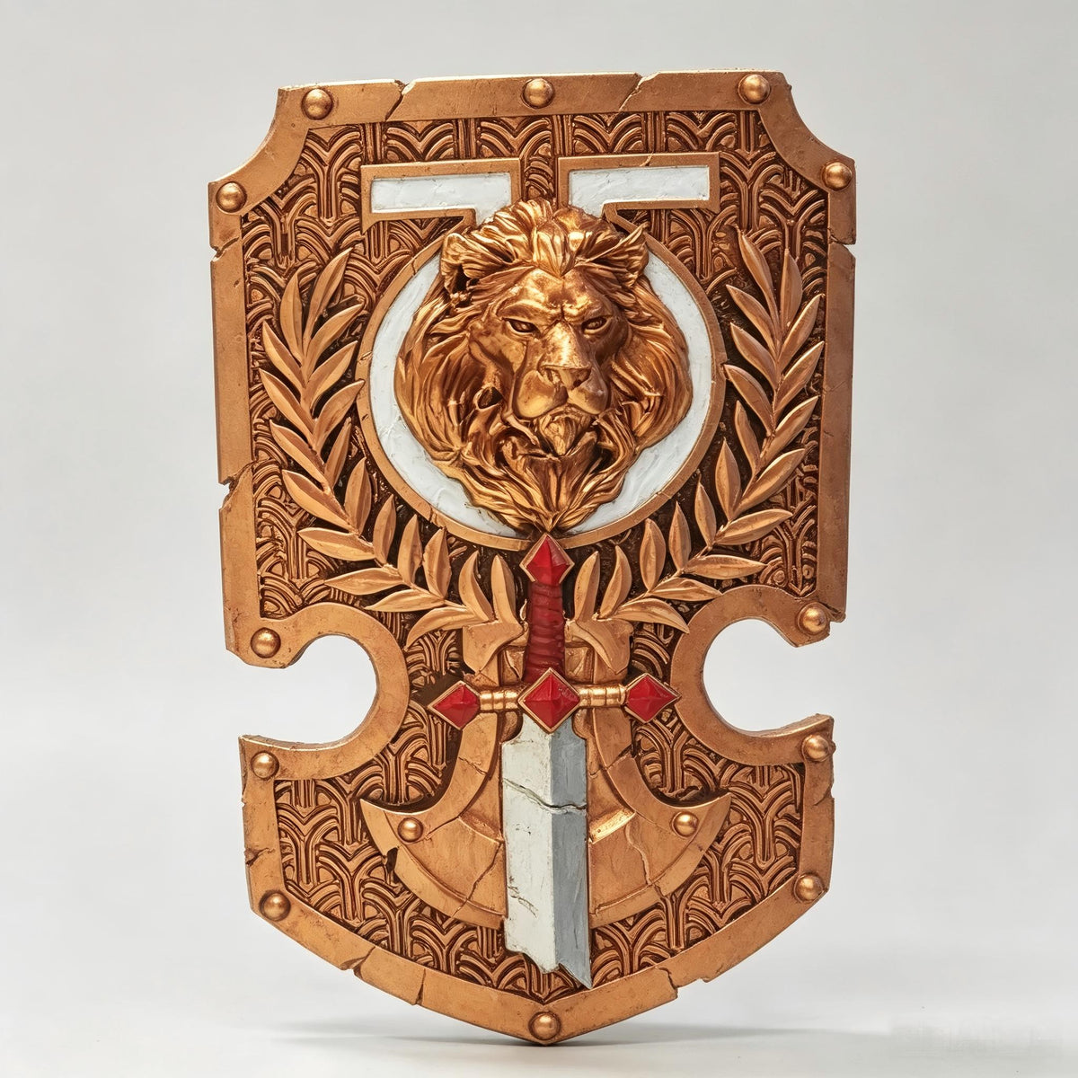 Custom Space Marine Shield - Gold Lion Head & Power Sword