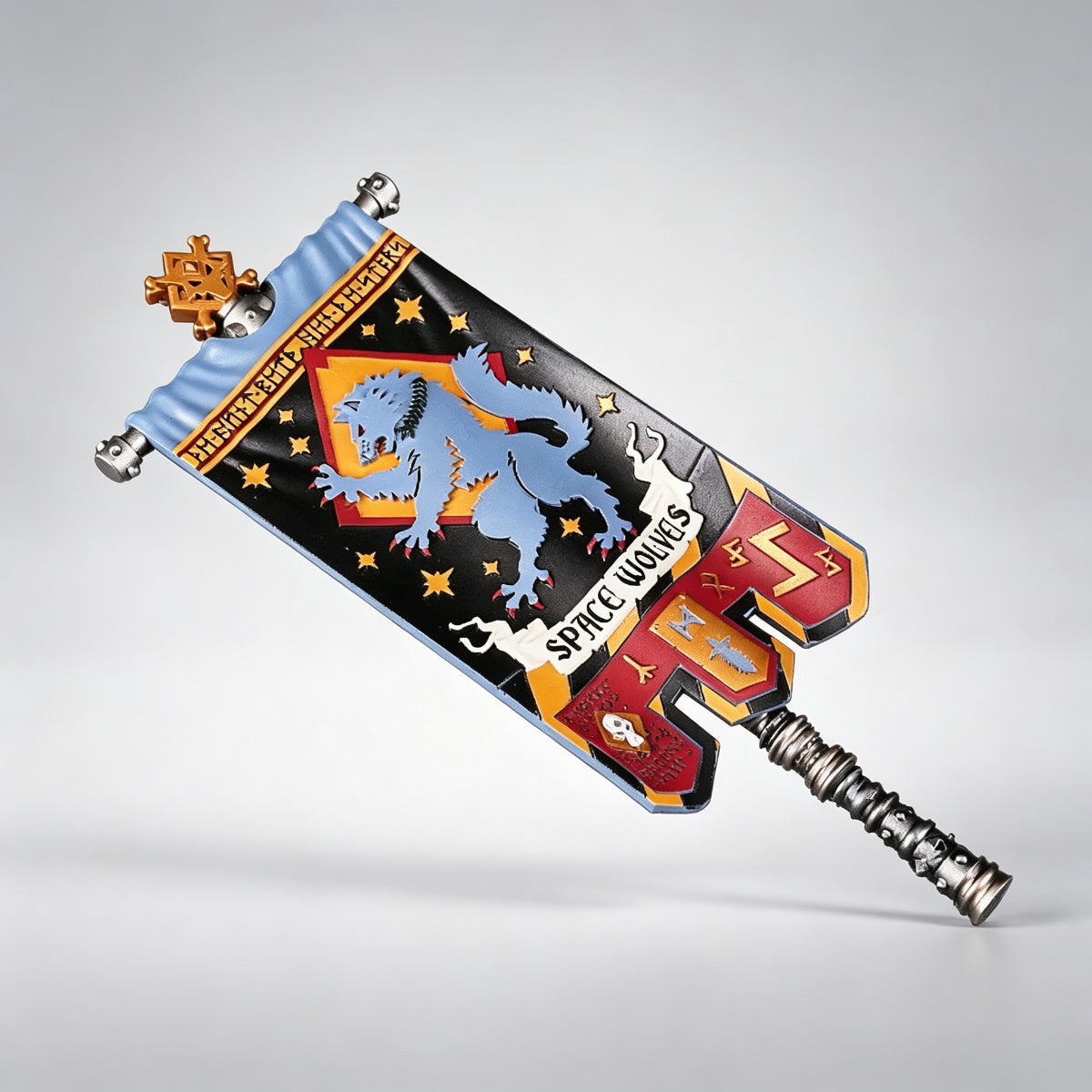 Custom Space Wolves Banner - Blue Wolf & Runes - Image 2