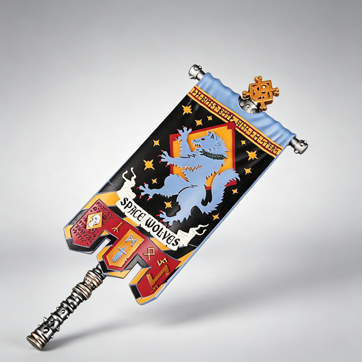 Custom Space Wolves Banner - Blue Wolf & Runes - Image 3