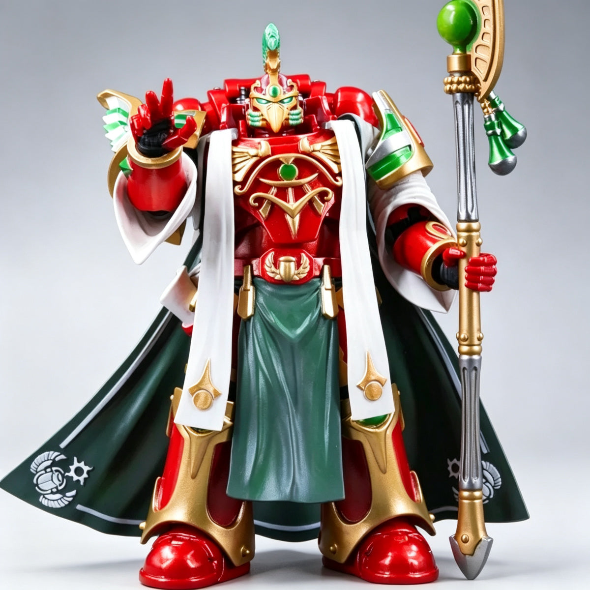 Custom Thousand Sons Helmet - Green Plume & Gold Beak - Image 5