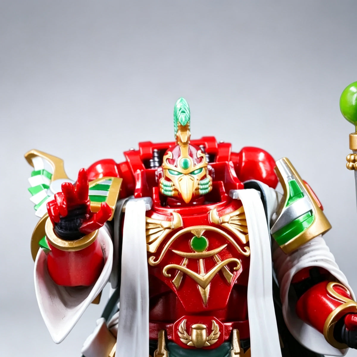 Custom Thousand Sons Helmet - Green Plume & Gold Beak - Image 6