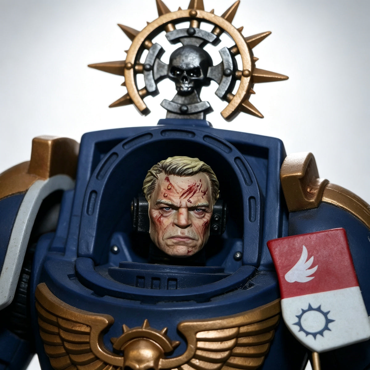 Custom Ultramarines Captain Agemman Unhelmeted Head Sculpt - 1/18 Action Figure Head Upgrade - Image 3