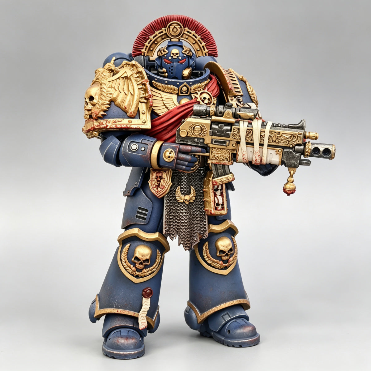 Custom Ultramarines Centurion Helmet with Transverse Crest - 1/18 Action Figure Upgrade - Image 2