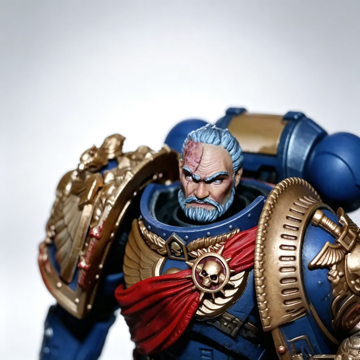 Custom Ultramarines Scarred Veteran Unhelmeted Head Sculpt - 1/18 Action Figure Head Upgrade - Image 2