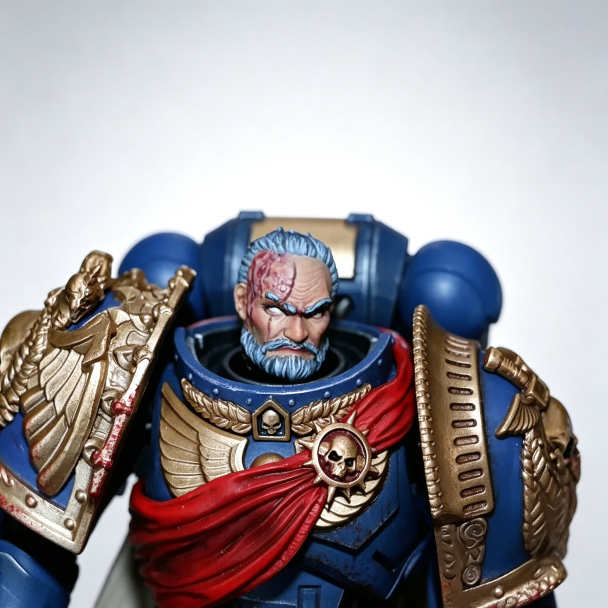 Custom Ultramarines Scarred Veteran Unhelmeted Head Sculpt - 1/18 Action Figure Head Upgrade - Image 3