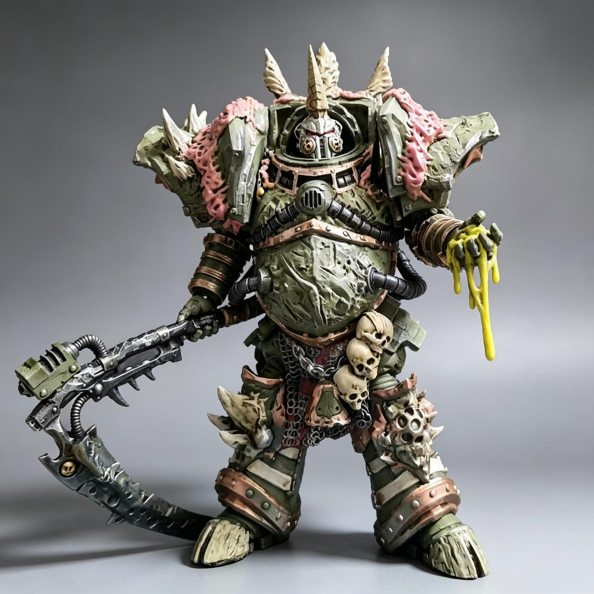 Death Guard Typhus Style Deathshroud Terminator - 1/18 Custom (Manreaper Scythe & Toxic Slime) - Image 4