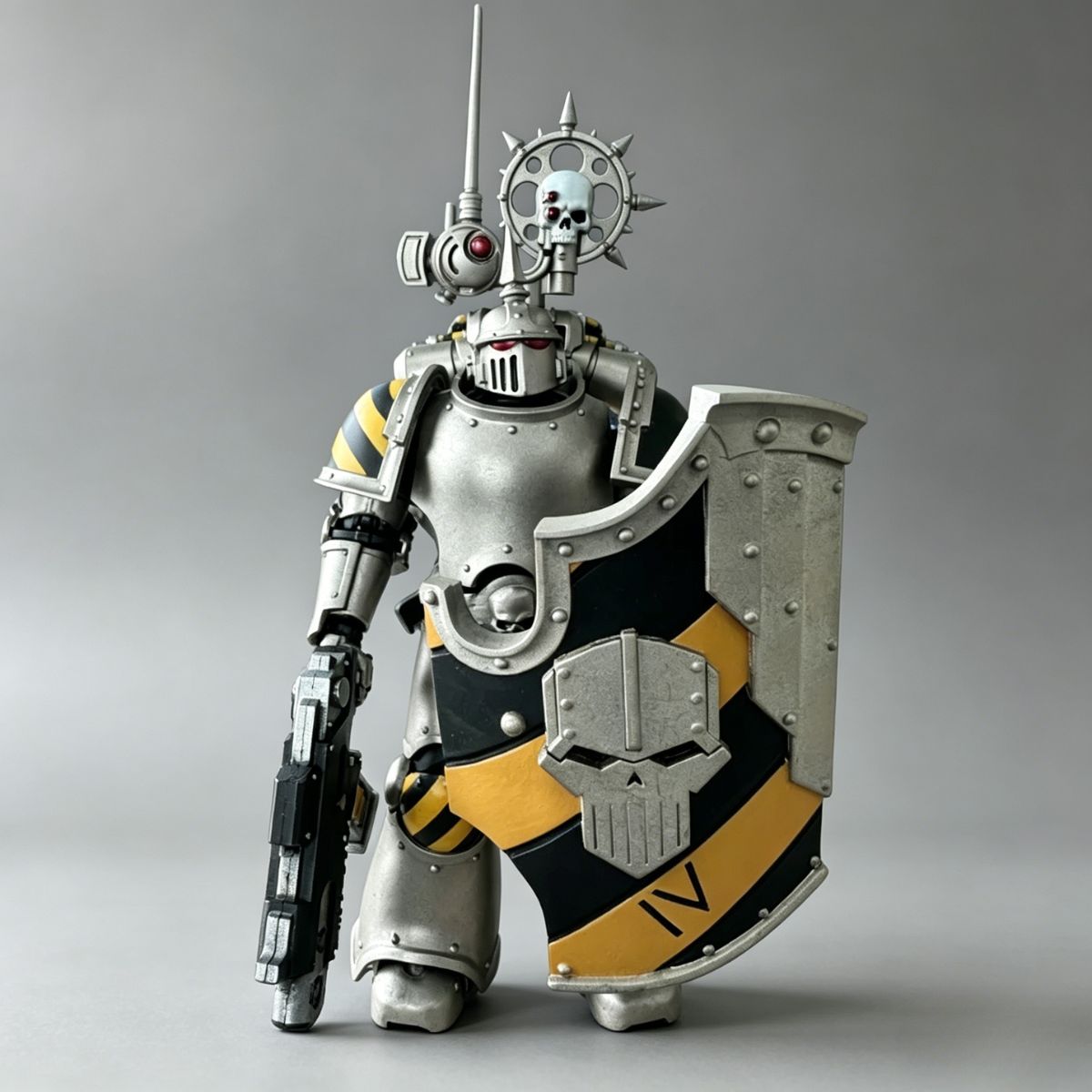 Iron Warriors Hazard Stripe Shield – Upgrade Part - Image 2