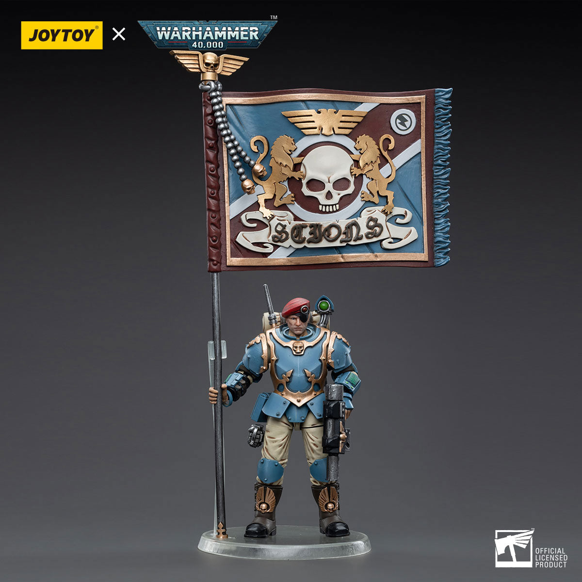 JOYTOY Warhammer 40K Astra Militarum Tempestus Scions Command Squad 55th Kappic Eagles Banner Bearer figure