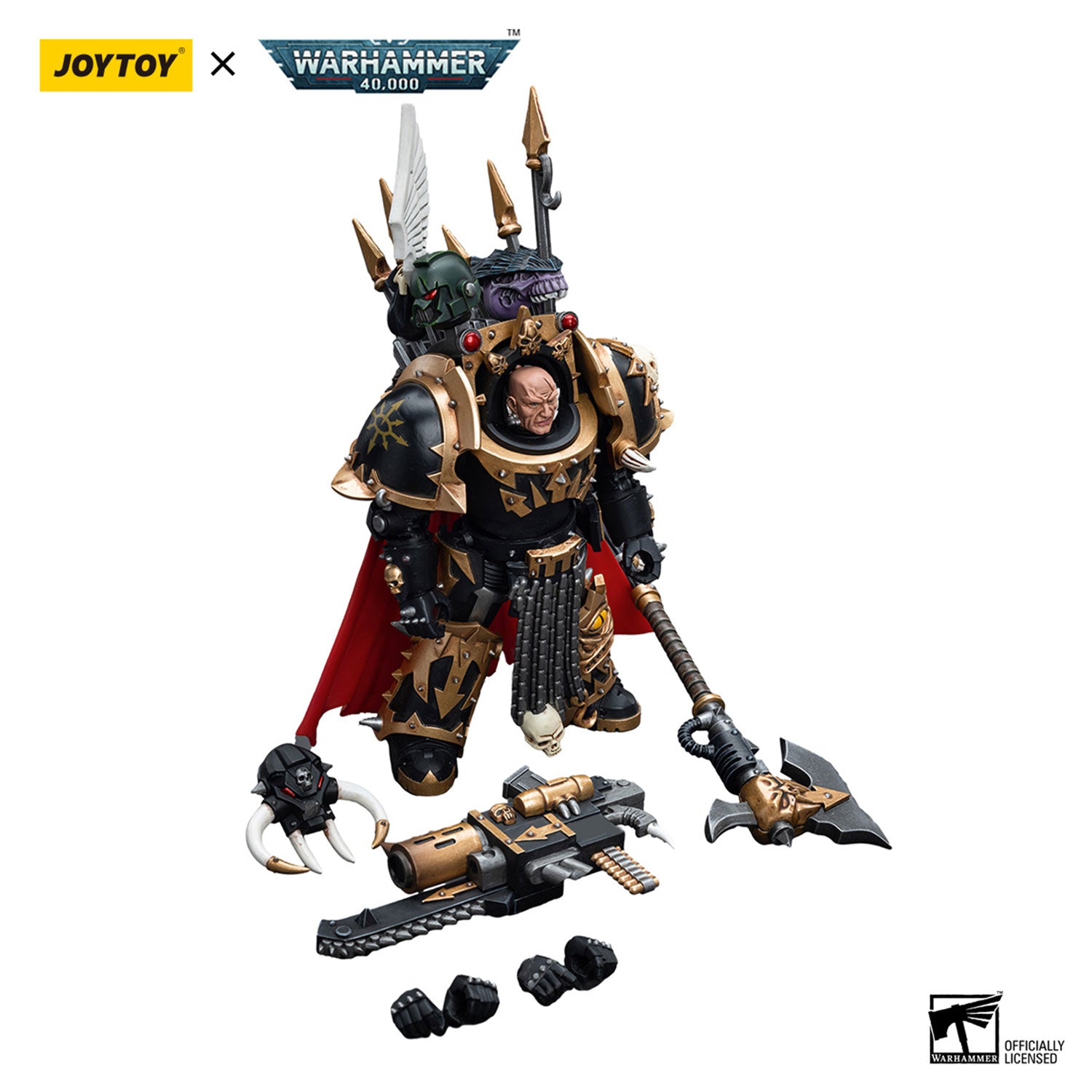 JOYTOY Warhammer 40K Black Legion Chaos Space Marines Black Legion Chaos Lord in Terminator Armour figure