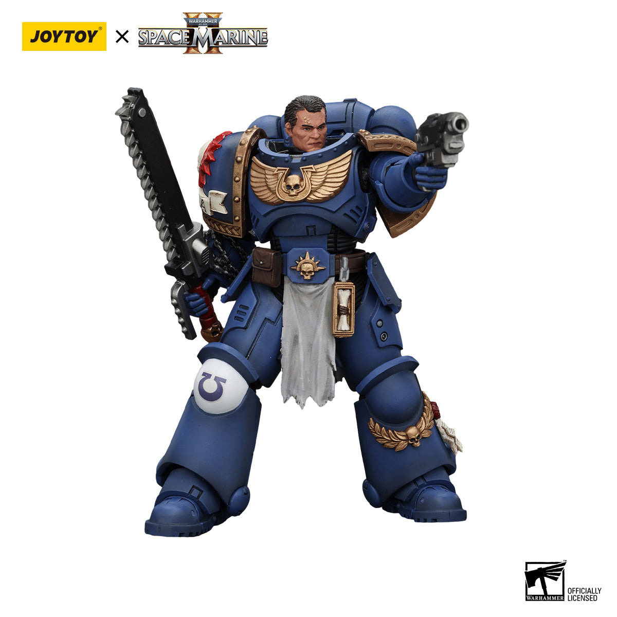 JOYTOY Warhammer 40K Space Marine 2 Ultramarines Lieutenant Titus figure
