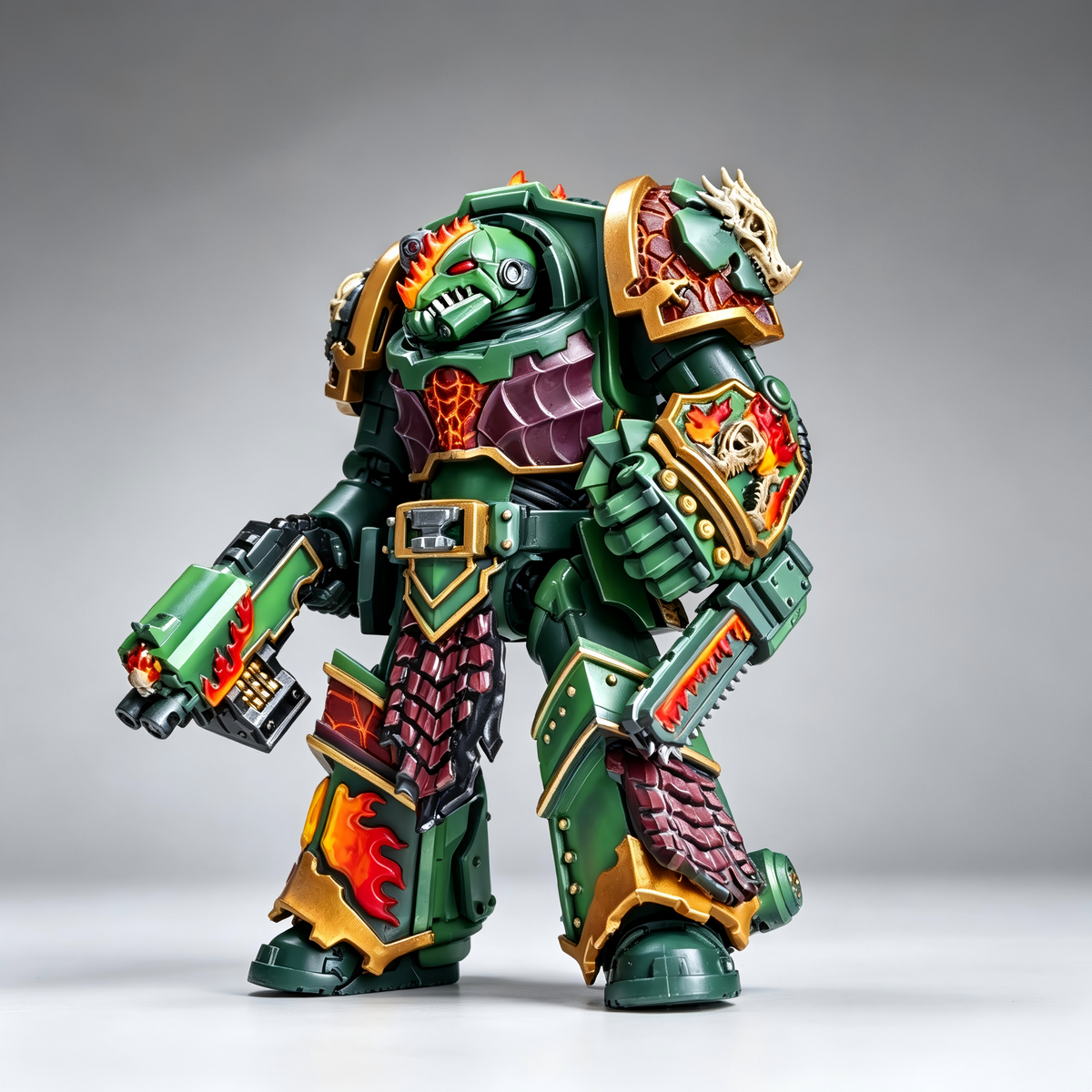Salamanders "Ignis Draco" Contemptor Dreadnought - 1/18 Custom (Dragon Helm & Molten Magma Core) - Image 2