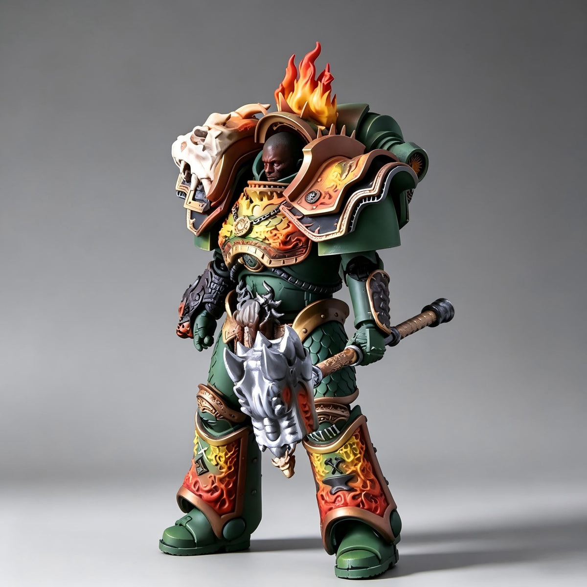 Salamanders Primarch Vulkan: Lord of Dragons (9.8 in) Fully Articulated Custom Action Figure - Image 3