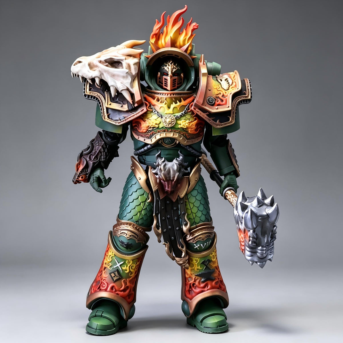 Salamanders Primarch Vulkan: Lord of Dragons (9.8 in) Fully Articulated Custom Action Figure - Image 4
