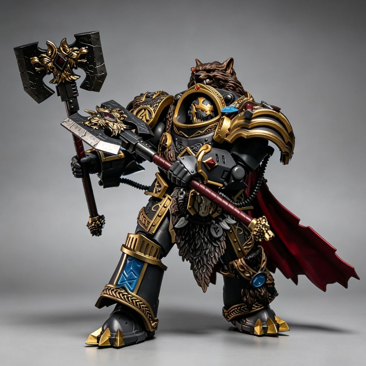 Space Wolves Wolf Guard Terminator with Dual Axes – Custom Repaint - Image 2