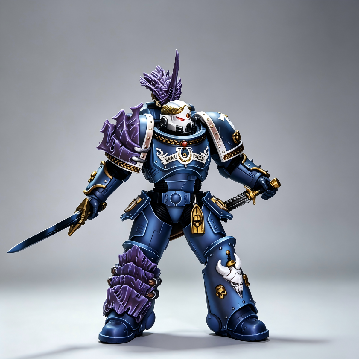 Ultramarines Tyranic War Veteran - 1/18 Custom (Tyranid Carapace Armor & Purple Power Blade) - Image 3
