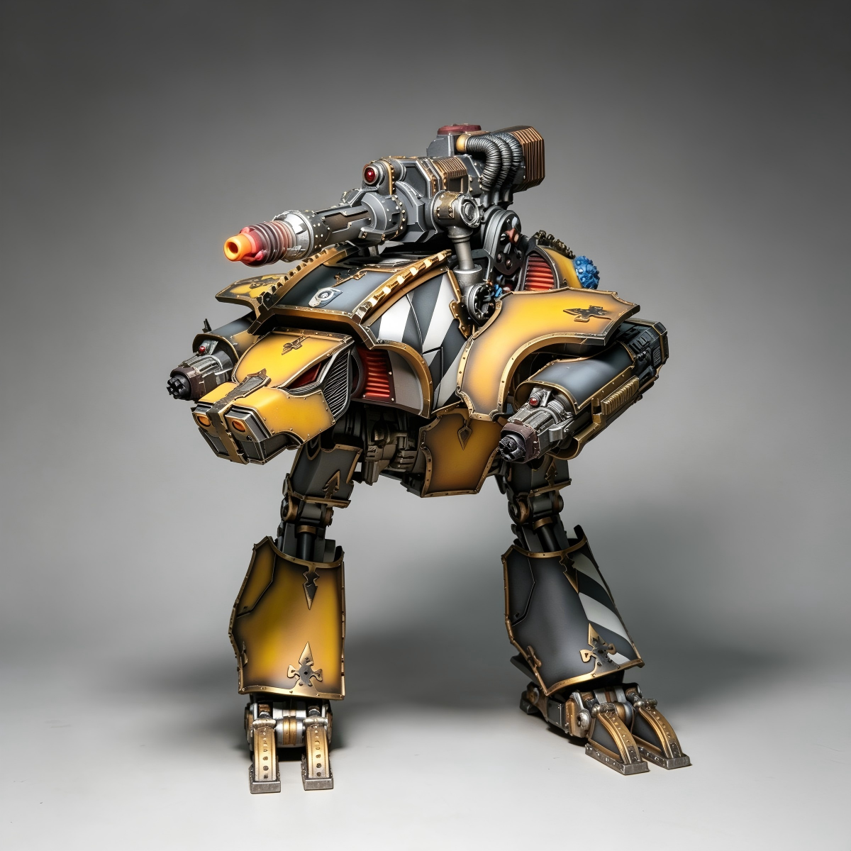Warhound Scout Titan - (10inches) Custom Hand-Painted Mecha (Yellow & Charcoal Black Heraldry) - Image 2
